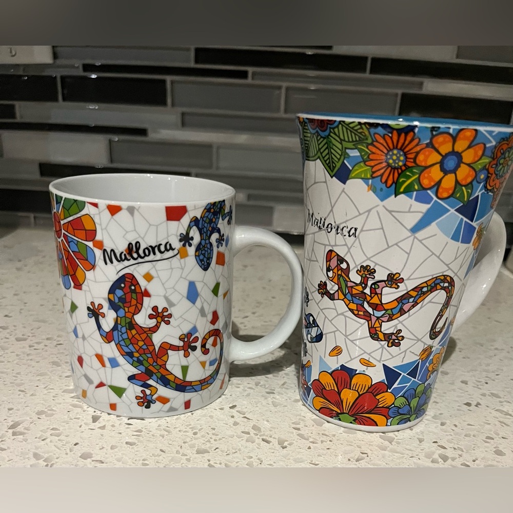 Mallorca Colorful Mosaic Lizard Ceramic Mug - White